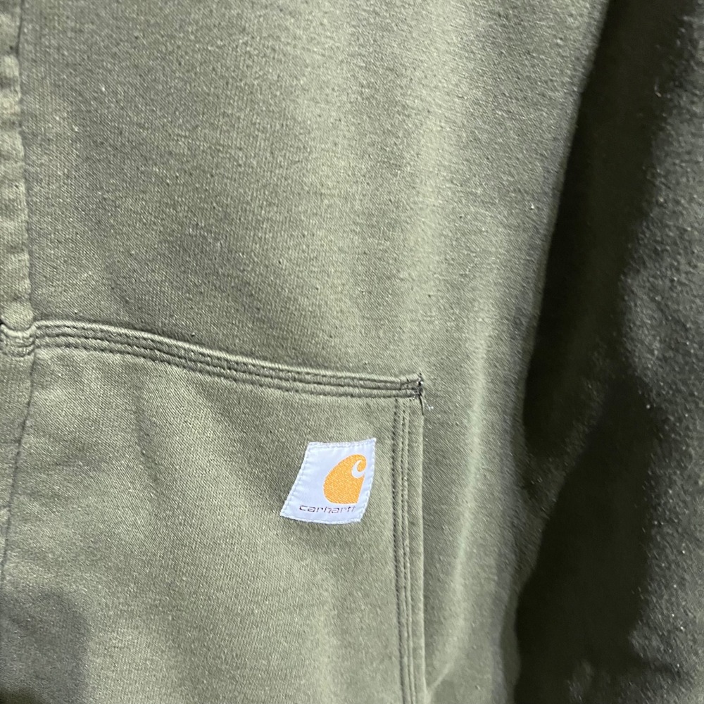 Carhartt Full Zip Hoodie Mens XL Green Quilted Lined Workwear Utility Jacket - Picture 5 of 11